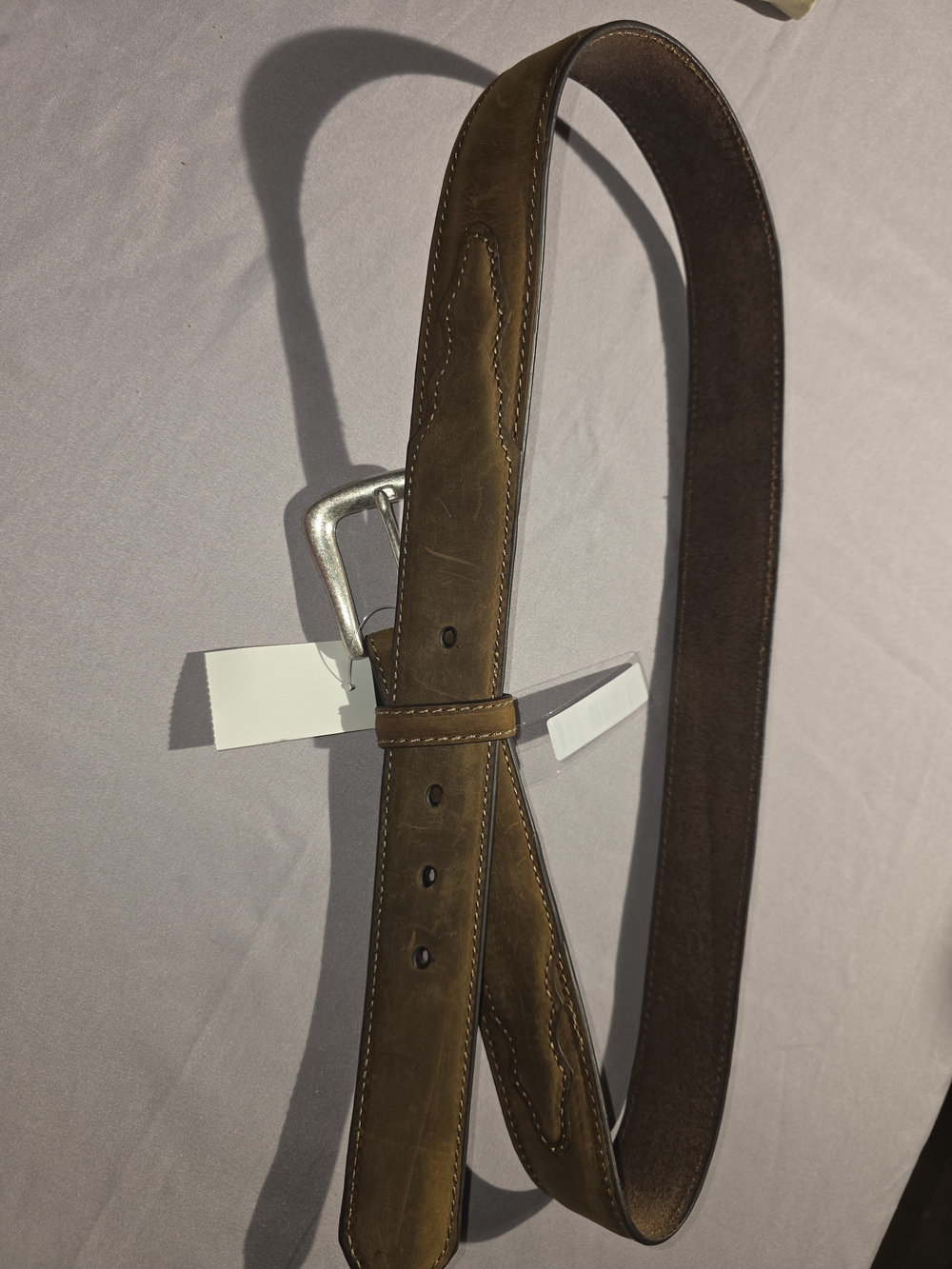 Men's Noona Western Genuine Leather Belt with Silver Buckle 36" Waist